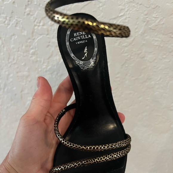 Rene Caovilla black and gold suede snake Margot sandals - Picture 4 of 4
